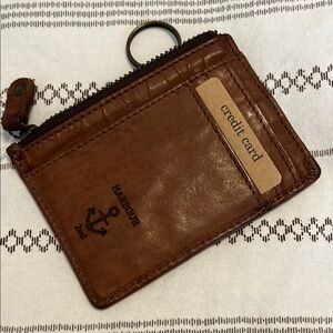 Harbour 2nd Brown Leather Key & Credit Card Holder with Zipper
